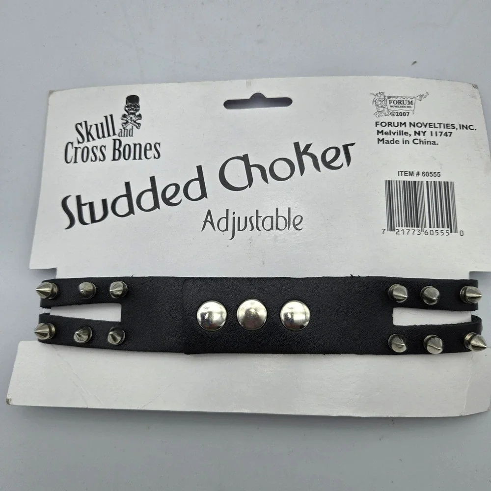 Punk Rock Choker & Bracelets Jewelry Lot Gothic Studded Skull & Bones Halloween